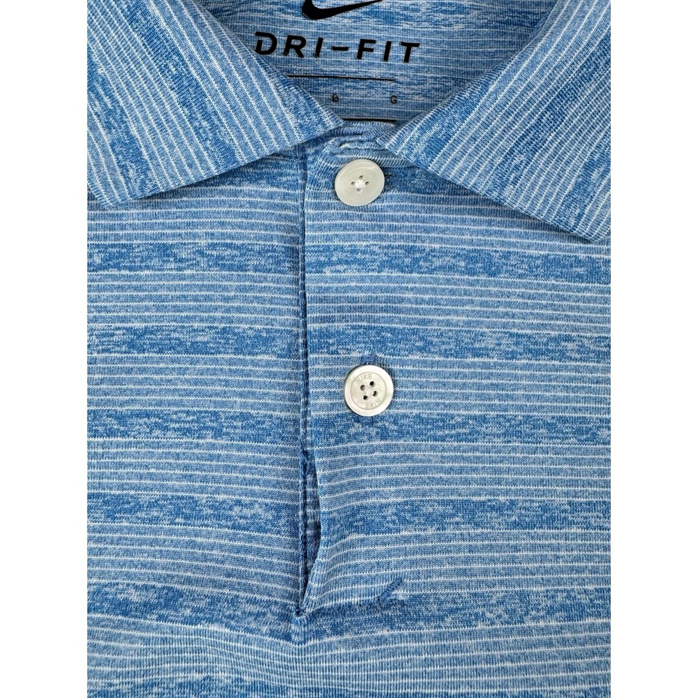 Nike Mens Polo Short Sleeve Golf Blue Stripes Size L Large - Picture 4 of 7